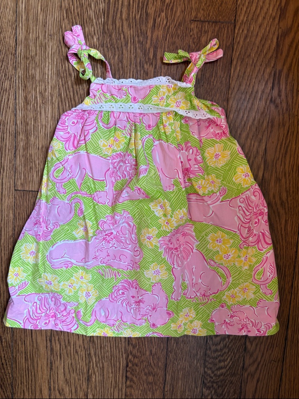 Lilly Pulitzer 18M Green and Pink Lion dress
